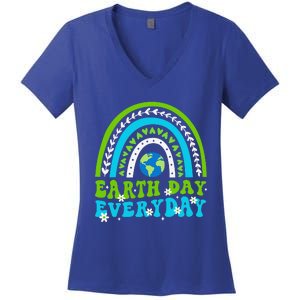 Groovy Earth Day Save Our Home Go Planet Rainbow Women's V-Neck T-Shirt