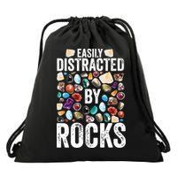 Geology Easily Distracted By Rocks For Geologist Drawstring Bag
