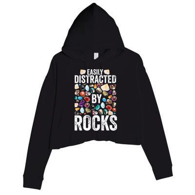 Geology Easily Distracted By Rocks For Geologist Crop Fleece Hoodie