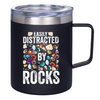Geology Easily Distracted By Rocks For Geologist 12oz Stainless Steel Coffee Mug