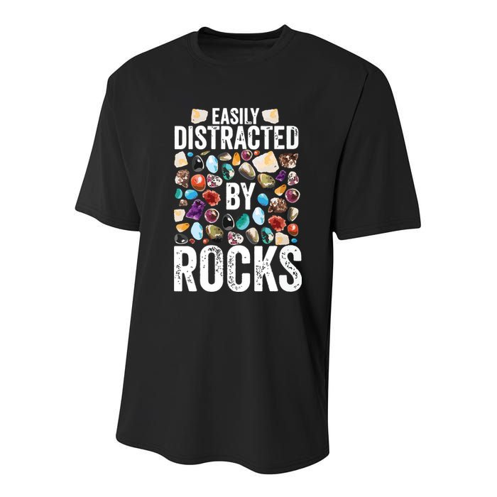 Geology Easily Distracted By Rocks For Geologist Youth Performance Sprint T-Shirt