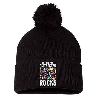 Geology Easily Distracted By Rocks For Geologist Pom Pom 12in Knit Beanie