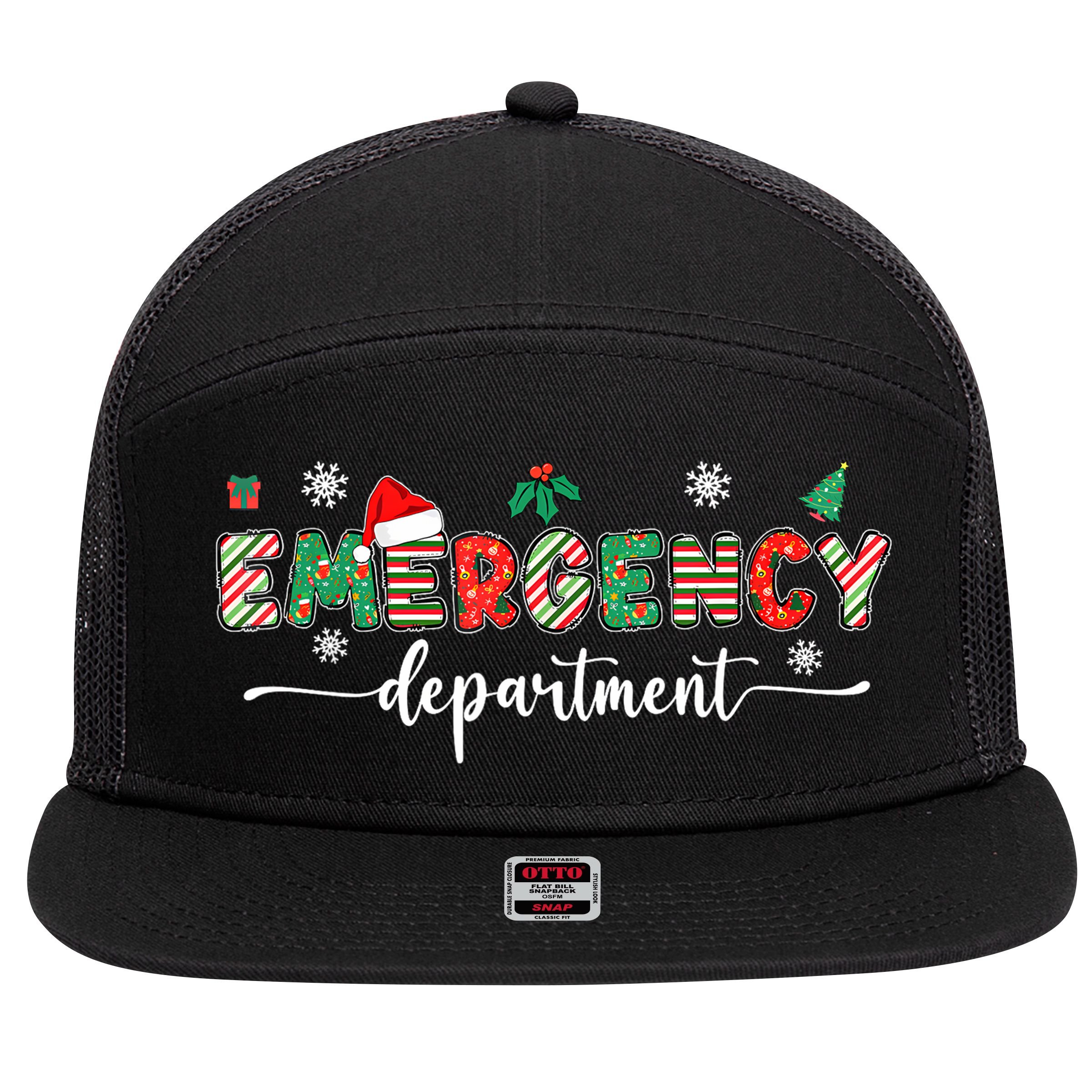 Groovy Emergency Department Christmas Santa Er Crew Nurse 7 Panel Mesh Trucker Snapback Hat