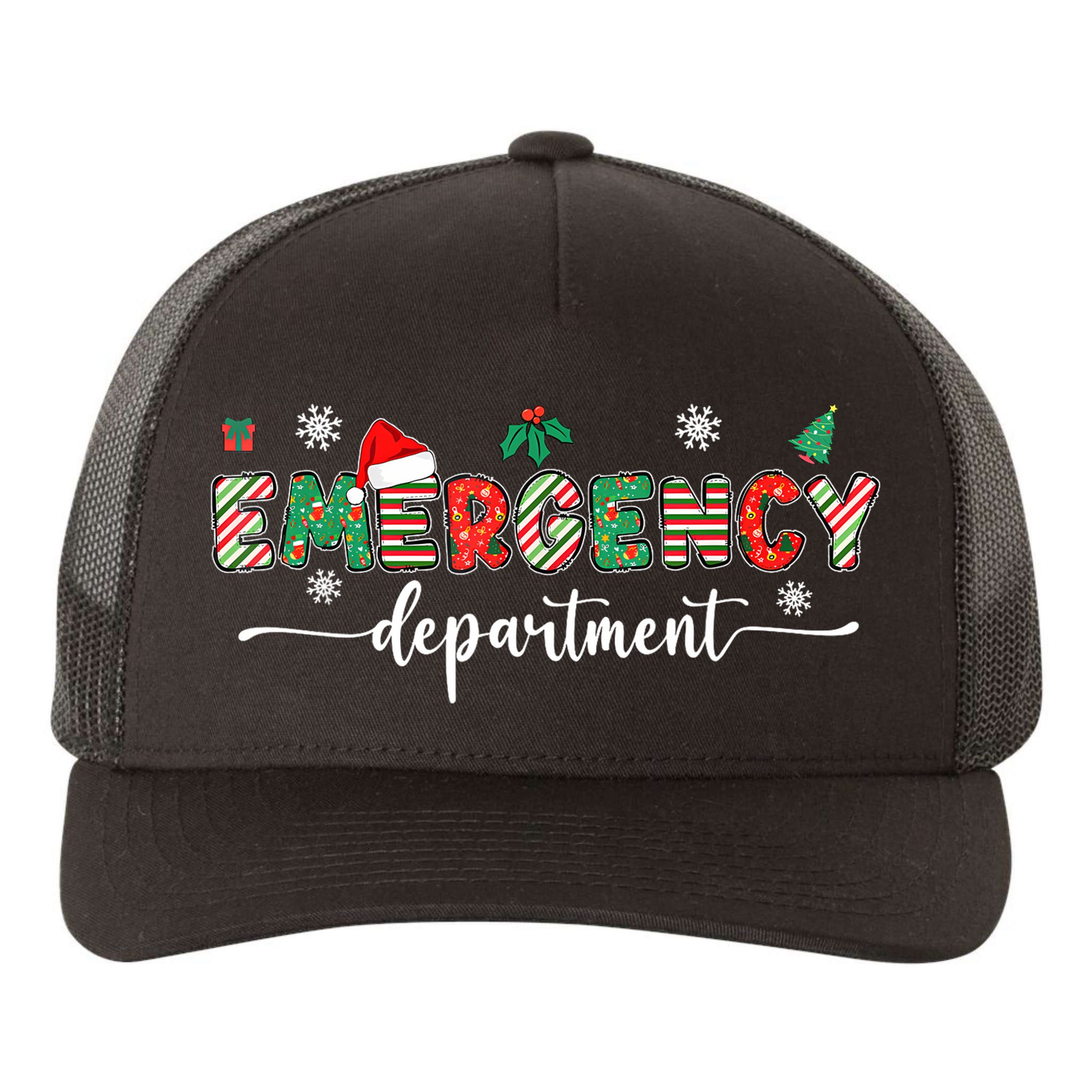 Groovy Emergency Department Christmas Santa Er Crew Nurse Yupoong Adult 5-Panel Trucker Hat