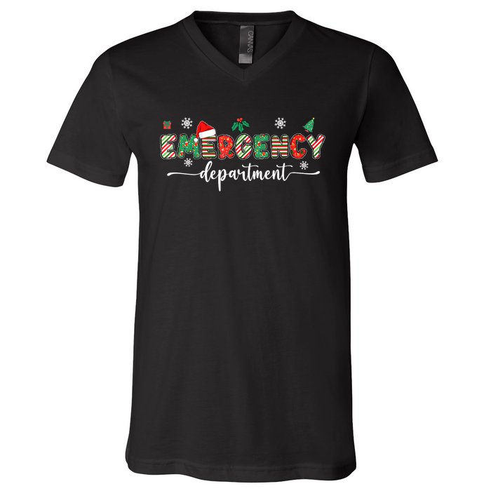 Groovy Emergency Department Christmas Santa Er Crew Nurse V-Neck T-Shirt