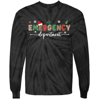 Groovy Emergency Department Christmas Santa Er Crew Nurse Tie-Dye Long Sleeve Shirt