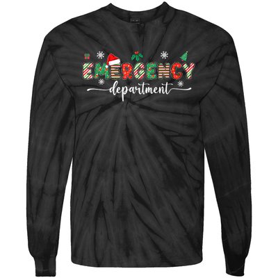 Groovy Emergency Department Christmas Santa Er Crew Nurse Tie-Dye Long Sleeve Shirt