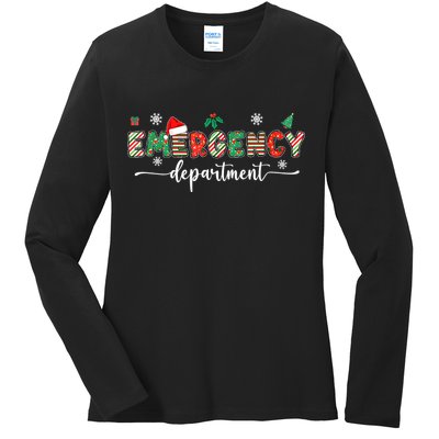 Groovy Emergency Department Christmas Santa Er Crew Nurse Ladies Long Sleeve Shirt