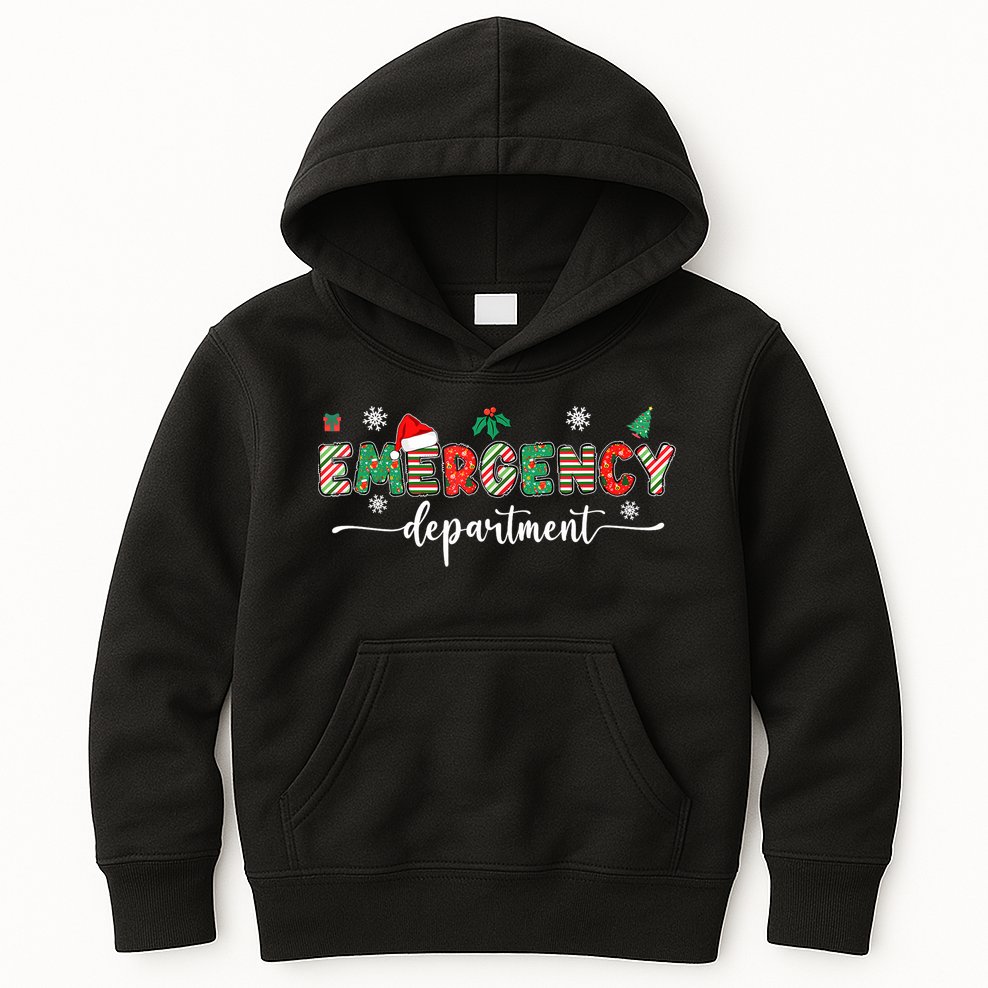 Groovy Emergency Department Christmas Santa Er Crew Nurse Kids Hoodie