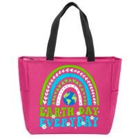 Groovy Earth Day Save Our Home Go Planet Rainbow Earth Zip Tote Bag