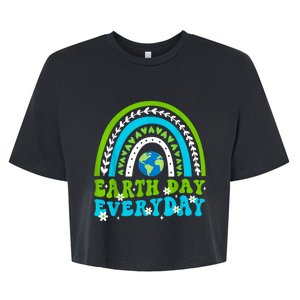 Groovy Earth Day Save Our Home Go Planet Rainbow Earth Bella+Canvas Jersey Crop Tee