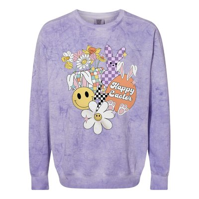 Groovy Easter Day Bunny Vibe Matching Funny Gift Colorblast Crewneck Sweatshirt