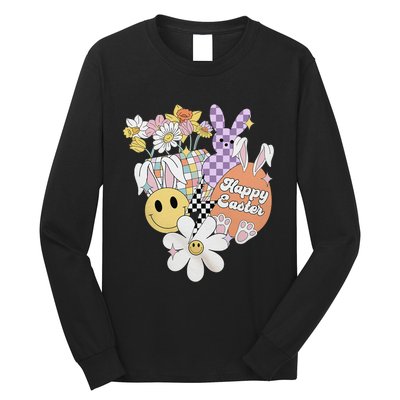 Groovy Easter Day Bunny Vibe Matching Funny Gift Long Sleeve Shirt