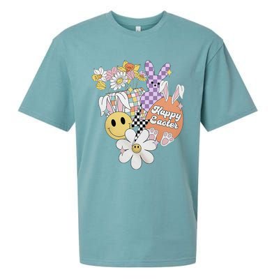 Groovy Easter Day Bunny Vibe Matching Funny Gift Sueded Cloud Jersey T-Shirt