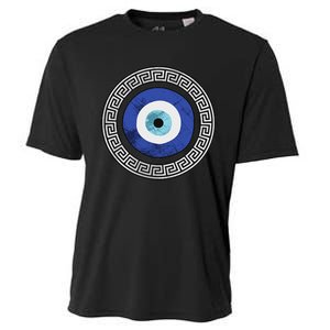 Greek Evil Eye Mati Design Greek Key Print Cooling Performance Crew T-Shirt