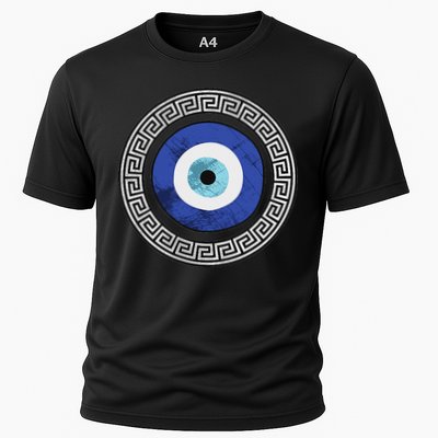 Greek Evil Eye Mati Design Greek Key Print Cooling Performance Crew T-Shirt