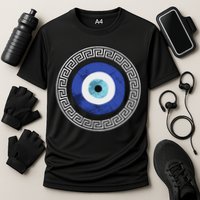 Greek Evil Eye Mati Design Greek Key Print Cooling Performance Crew T-Shirt
