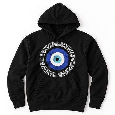 Greek Evil Eye Mati Design Greek Key Print Hoodie