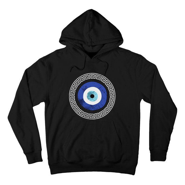 Greek Evil Eye Mati Design Greek Key Print Hoodie