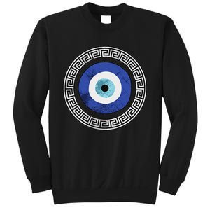 Greek Evil Eye Mati Design Greek Key Print Sweatshirt