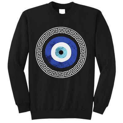 Greek Evil Eye Mati Design Greek Key Print Sweatshirt