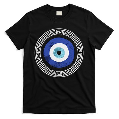 Greek Evil Eye Mati Design Greek Key Print T-Shirt