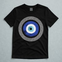 Greek Evil Eye Mati Design Greek Key Print T-Shirt