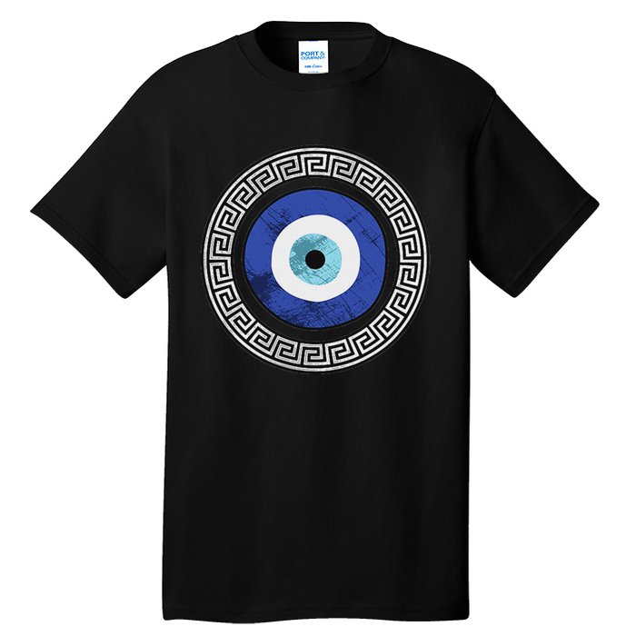 Greek Evil Eye Mati Design Greek Key Print Tall T-Shirt