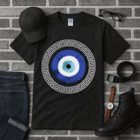 Greek Evil Eye Mati Design Greek Key Print Tall T-Shirt