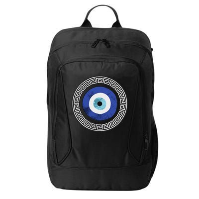 Greek Evil Eye Mati Design Greek Key Print City Backpack