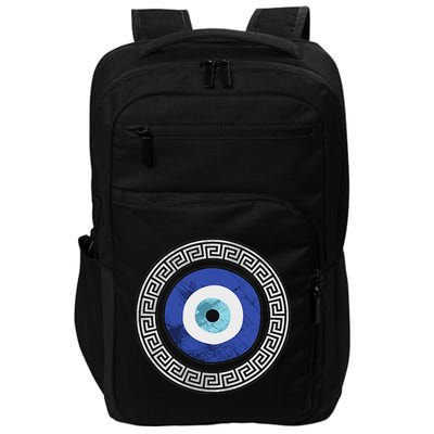 Greek Evil Eye Mati Design Greek Key Print Impact Tech Backpack