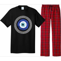 Greek Evil Eye Mati Design Greek Key Print Pajama Set