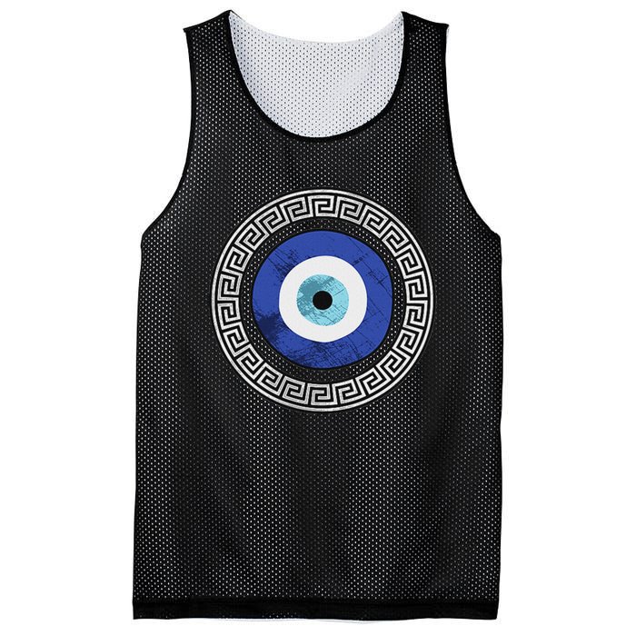 Greek Evil Eye Mati Design Greek Key Print Mesh Reversible Basketball Jersey Tank