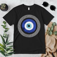 Greek Evil Eye Mati Design Greek Key Print Premium T-Shirt