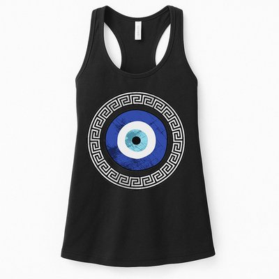 Greek Evil Eye Mati Design Greek Key Print Womens Tank Top
