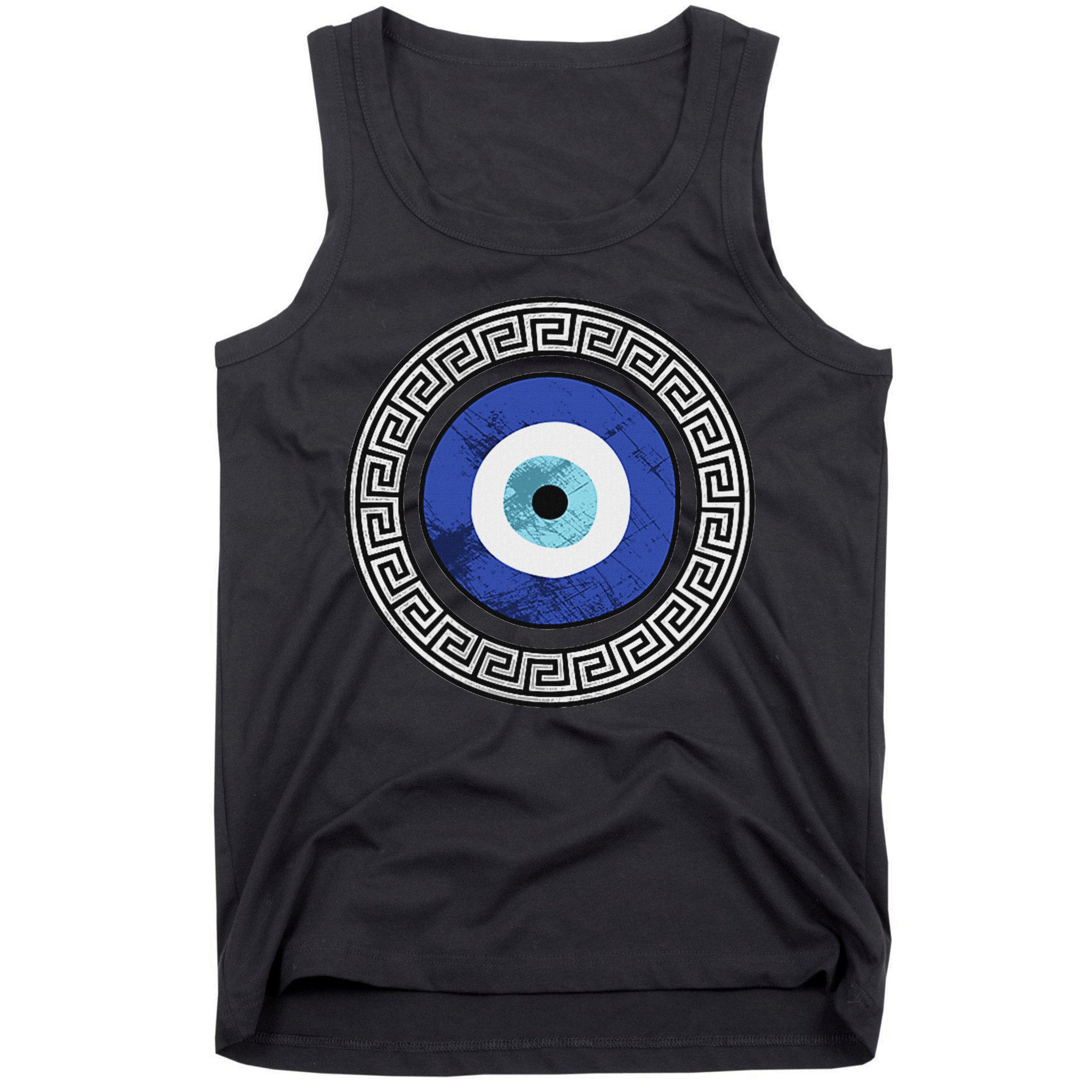 Greek Evil Eye Mati Design Greek Key Print Tank Top