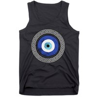 Greek Evil Eye Mati Design Greek Key Print Tank Top