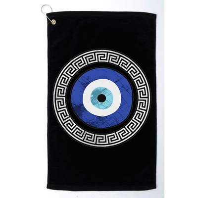 Greek Evil Eye Mati Design Greek Key Print Golf Towel
