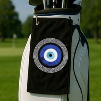 Greek Evil Eye Mati Design Greek Key Print Golf Towel