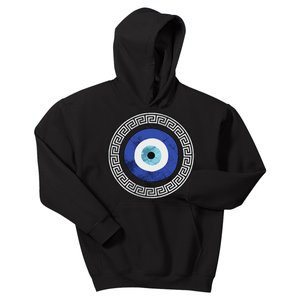 Greek Evil Eye Mati Design Greek Key Print Kids Hoodie