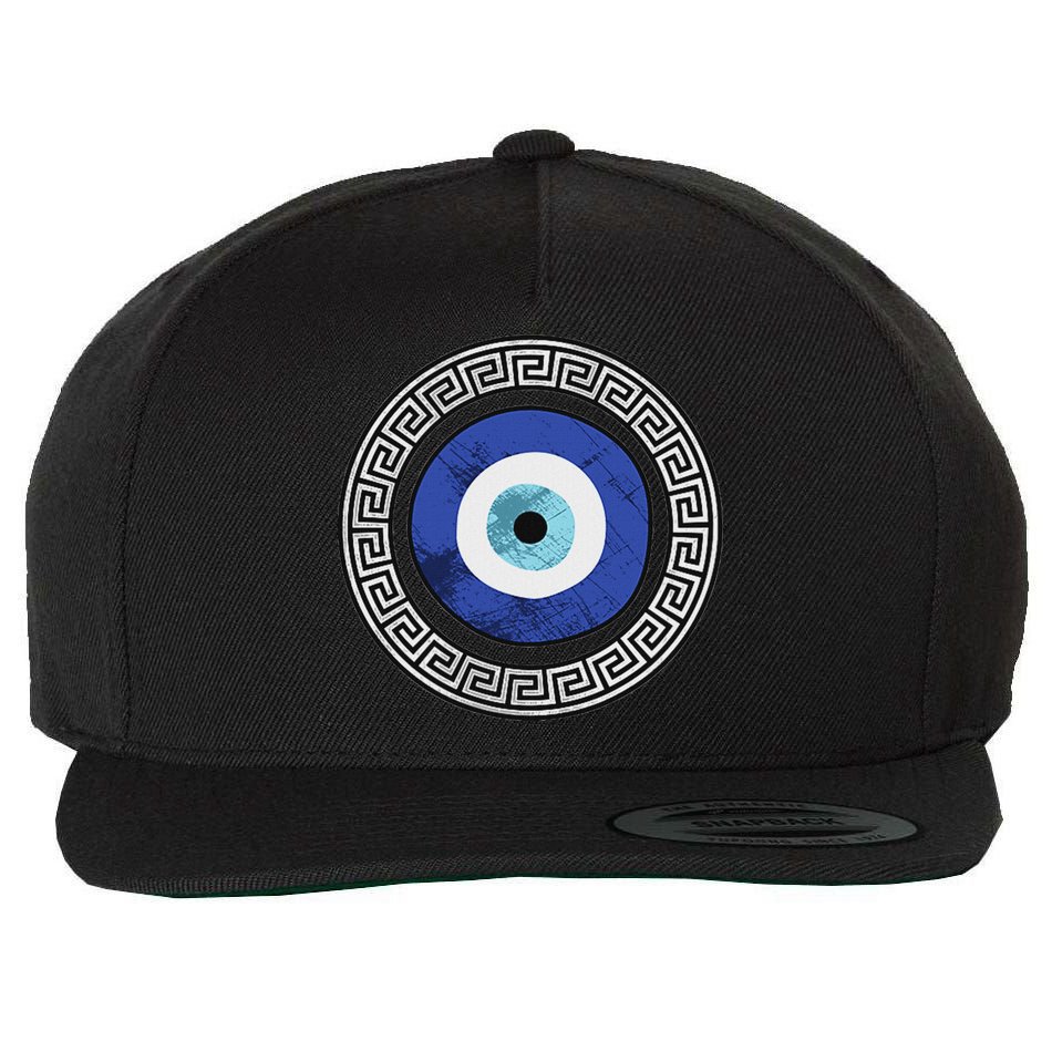 Greek Evil Eye Mati Design Greek Key Print Wool Snapback Cap