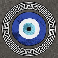 Greek Evil Eye Mati Design Greek Key Print Cotton Canvas Backpack