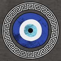 Greek Evil Eye Mati Design Greek Key Print Vector Backpack