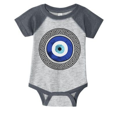 Greek Evil Eye Mati Design Greek Key Print Infant Baby Jersey Bodysuit