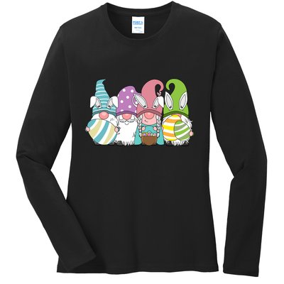 Gnome Easter Egg Hunt Ladies Long Sleeve Shirt