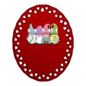 Gnome Easter Egg Hunt Ceramic Oval Ornament