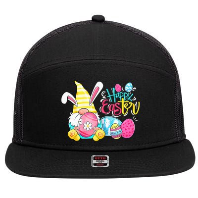 Gnome Easter Egg Hunt Gnomes Bunny Happy Easter Day Gifts 7 Panel Mesh Trucker Snapback Hat