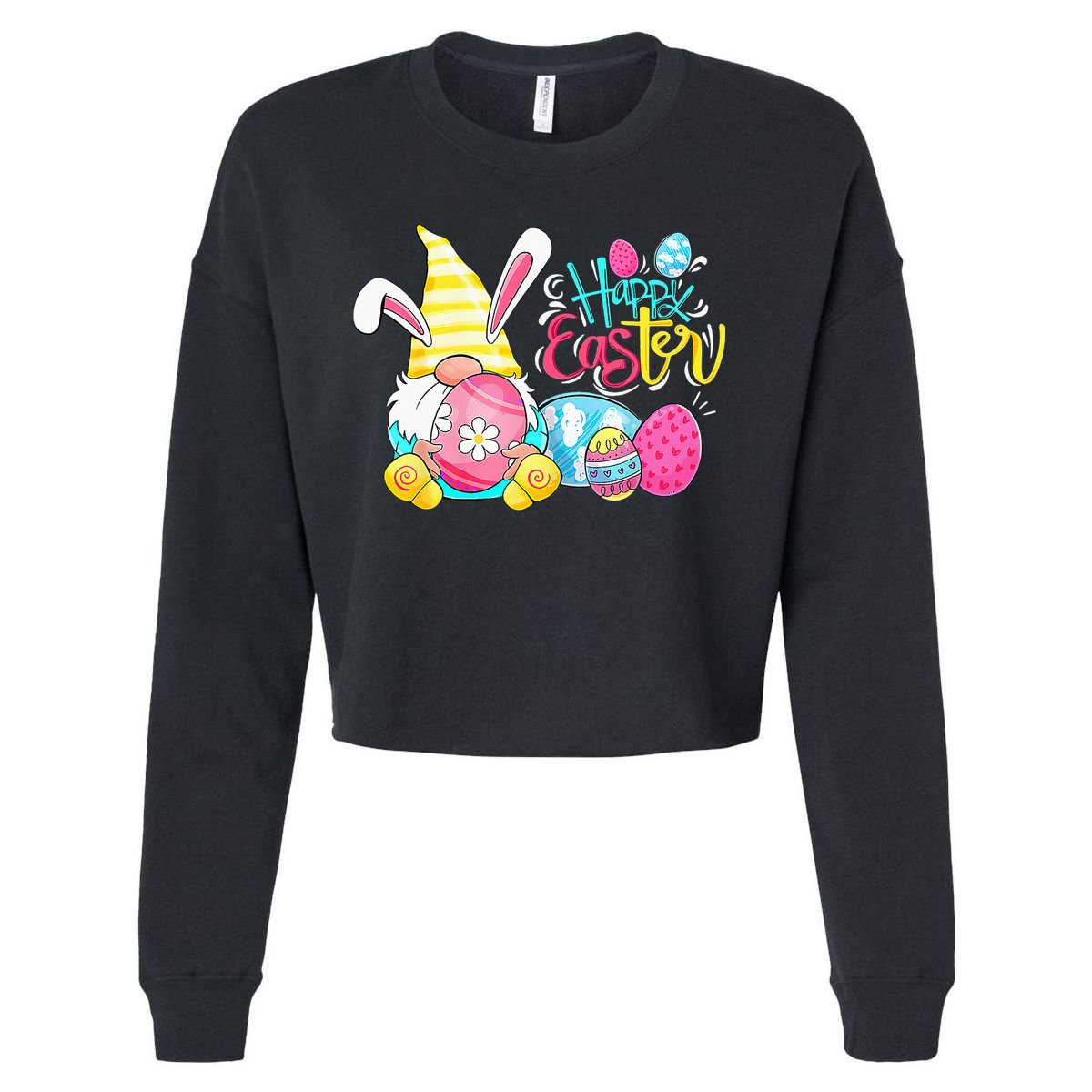 Gnome Easter Egg Hunt Gnomes Bunny Happy Easter Day Gifts Cropped Pullover Crew