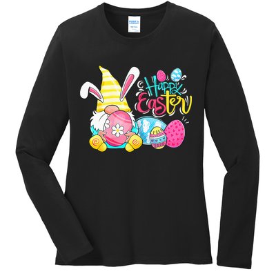 Gnome Easter Egg Hunt Gnomes Bunny Happy Easter Day Gifts Ladies Long Sleeve Shirt