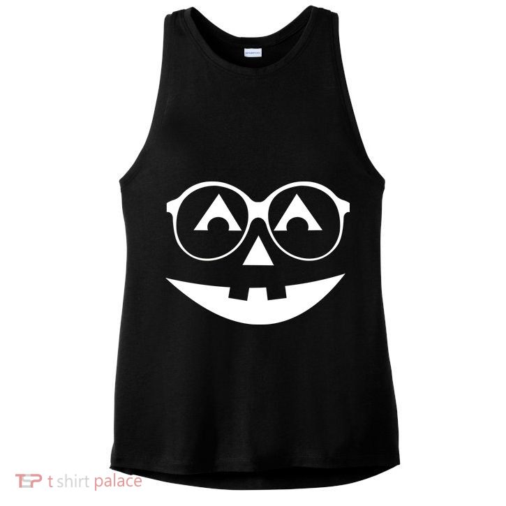 Geeky Pumpkin Jack O Lantern Ladies PosiCharge Tri-Blend Wicking Tank